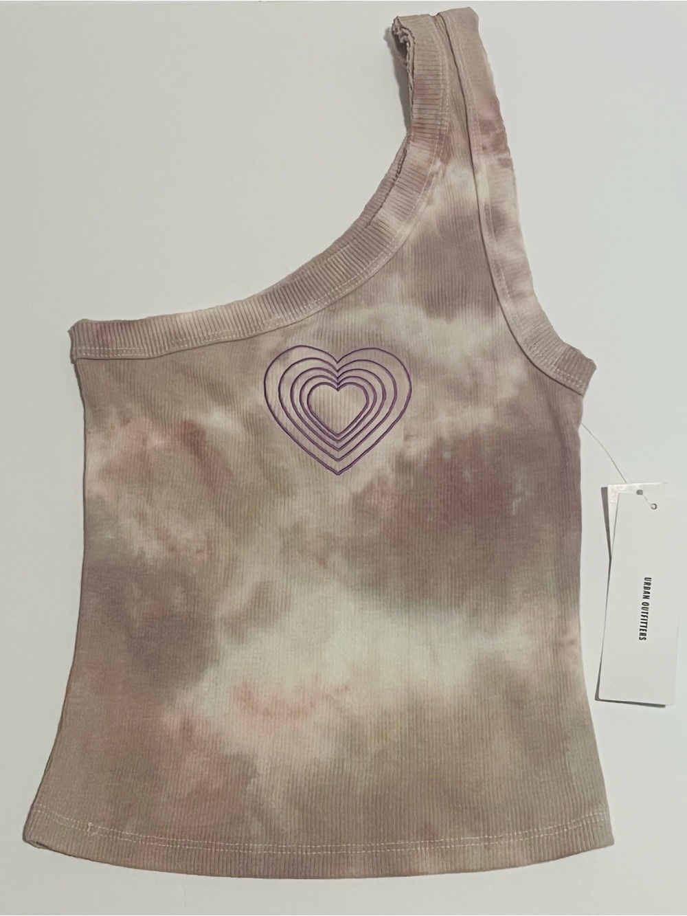 Urban Outfitters Mauve Tie-Dye One-Shoulder Heart Tank